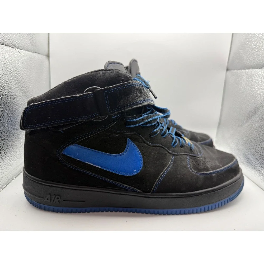 Jordan Nike Air Force 1 High Black Blue Vintage 2004 Mens Size 13 Strap‎ Retro
